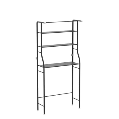 UDEAR 3-Tier Over The Toilet Rack,Bathroom Shelf Space Saver,Corner Stand Storage Organizer Accessories,the Washing Machine,with Hanging Rod,Tower Shelf,Black