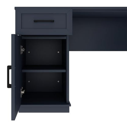 Bellemave L-Shaped Computer Desk with Drawers, Hutch and Bookshelf, Home Office Desk, Corner Gaming Computer Desk with Power Outlet, Study Table Writing Desk, Antique Blue - color: Antique Blue