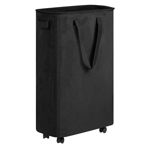 efluky Slim Laundry Hamper with Wheels, Rolling Laundry Basket for Clothes, Small Laundry Basket for Bedroom, Dorm and Laundry Room, 60L (12.7 Gallons) Black - color: Black, size: 60L