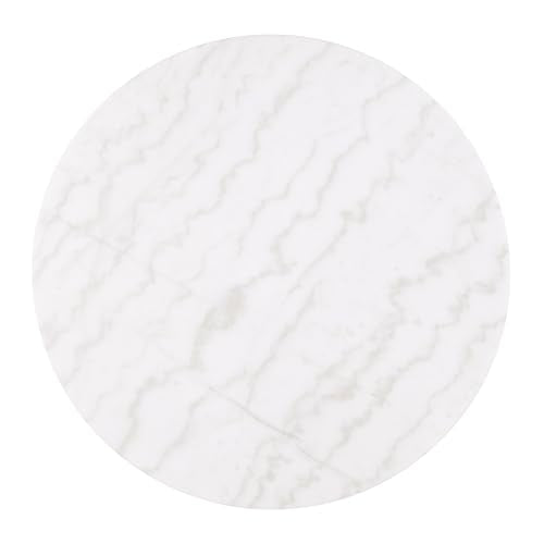 Furniture of America Beryl Modern Round White Genuine Marble Top Coffee Table with Fluted Pedestal Base and Gold Stainless Steel Accent, Low Profile Table for Living Room, Home Office, Black - size: Coffee table, style: Round
