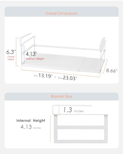 Under Shelf Storage Basket, 2-Pack Under Cabinet Shelf Organizer | Expandable Hanging Basket Holds 35 lbs Add-On Kitchen Pantry Cupboard Counter Laundry 13.19-23.03" W x 8.66" D x 4.13" H - size: 13.19-23.03" W × 8.66" D × 4.13" H