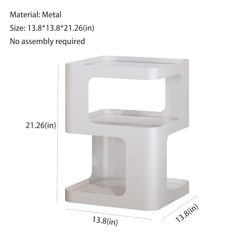ZHBHHYZ Modern Side Table, White End Table, Unique Nightstand, Bedside Table, Metal 3-Tier Night Stand with Storage, Accent Side Table for Couch, Bedroom, Living Room, No Assembly Required - color: White