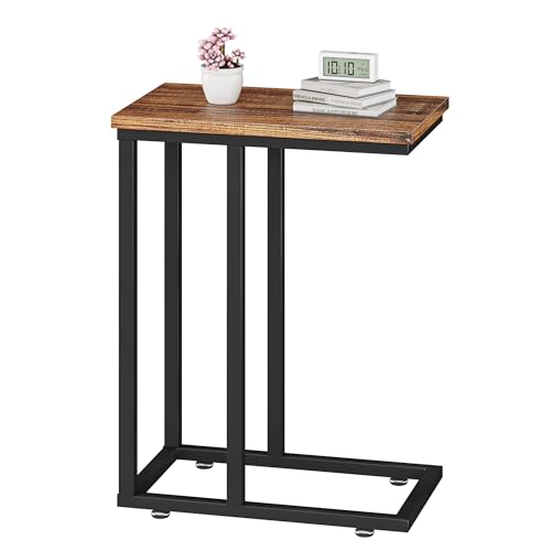 VECELO Universal C-Shaped Side Table, Multi-Functional Snack & TV Tray for Living Room, Bedroom, Grey (1 Set) - color: Grey, size: 1 Set