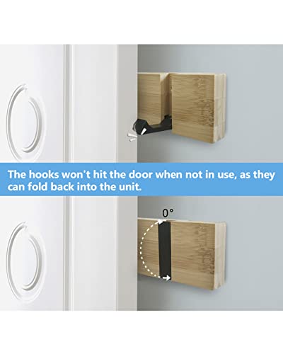 JSVER Wooden Coat Hooks Coat Rack Wall Mount, Space-Saving Coat Rack with 5 Standard Retractable Hooks, Hat Coat Hook for Entryway, Hallway, Bathroom, Living Room, Bedroom - size: 16.5 Inch 5 Hooks