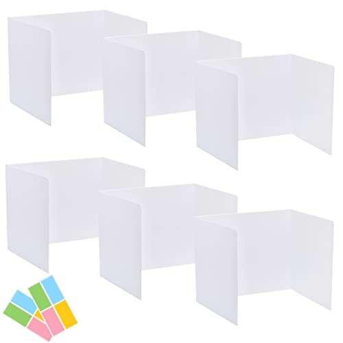 6 Pack Privacy Shields for Student Desks, Privacy folders for Student Testing Desk dividers- Includes Extra Labels - color: White, size: 6 Pack