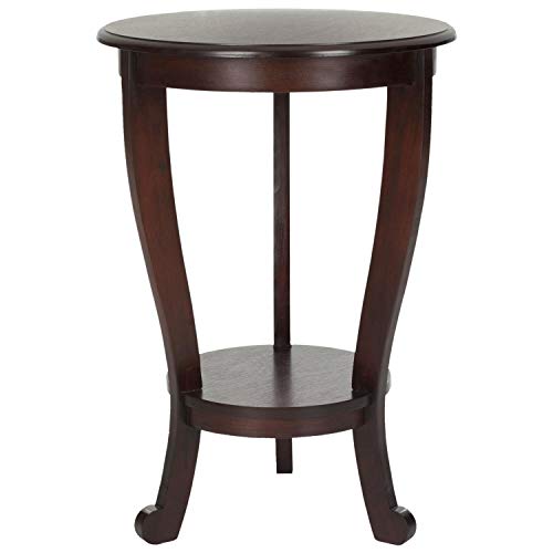 SAFAVIEH Furniture - Mary Pedestal Table - Dark Cherry - Solid Wood - Farmhouse Pedestal Design - Ideal for Living Room, Entryway, Home Office, 18.1" W x 18.1" D x 26" H (AMH5711D) - color: Dark Cherry