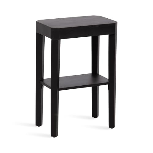 Kate and Laurel Talcott Modern Rectangle Wood Side Table, 16 x 10 x 25, Black, Transitional Decorative Two-Tier End Table for Use as a Bedroom Nightstand or Living Room Accent - color: Black, size: 16x10x25