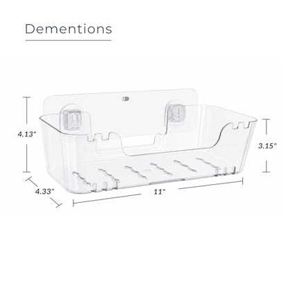 Bathtub Toy Storage – Clear Bath Toy Holder with Drainage Holes, Wall-Mounted No-Drill Organizer for Kids’ Tub Toys - size: Large