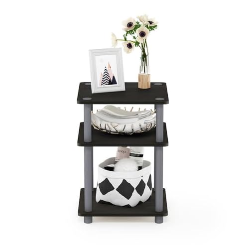 Furinno JAYA Side Table Set of 2, 2-Tier Round Modern End Table with Oval Tabletop, Night Stand, Bedside Table with Open Shelf, for Living Room, Bedroom, Walnut - color: Walnut, size: 2-Pack, 2 Tiers, Oval Panel