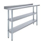 AmGood Stainless Steel Work Table with 1.5" Backsplash and 2 Shelves | Metal Kitchen Food Prep Table | NSF (60" Long x 14" Deep) - size: 60" Long x 14" Deep