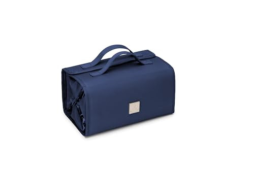 Roll Up Makeup Bag, Travel Toiletry Bag for Women with 4 Clear TSA Approved Pouches, Hanging Travel Organizer, Folding Cosmetic Bag for Men and Women - color: Navy