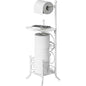 Simple Houseware English Style Toilet Paper Stand Holder w/Woodtop, White | 4 Paper Rolls, 8.5" x 8.75" x 29.2" - color: White, size: Wood Shelf - 29.2''H