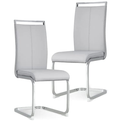 Baysitone Modern Dining Chairs Set of 2, Side & Kitchen Chairs with Faux Leather Padded Seat, High Back, for Dining, Kitchen, Living Room - Light Grey - color: Light Grey, size: Set of 2