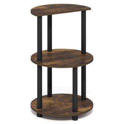 Furinno Turn-N-Tube Side Table, 3-Tier Round End Table, Amber Oak | Half Round Top Panel Night Stand, Nightstand, Bedside Table with Open Shelf, for Living Room, Bedroom - color: Amber Oak/Black