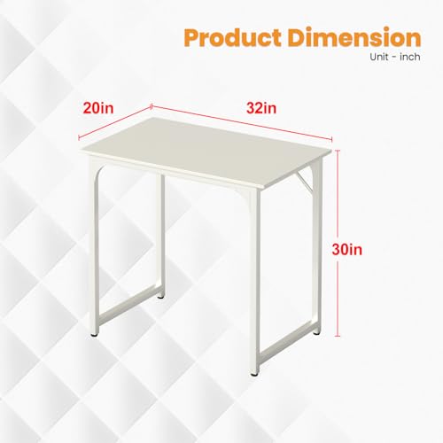 Dkelincs 32 Inch Small Computer Desk Home Office Desk Writing Desk Modern Simple Style Study Work Table with Metal Frame, Easy Assembly, Adjustable Feet, Water-Resistant, Scratchproof Surface, White - color: White, size: 32 Inch