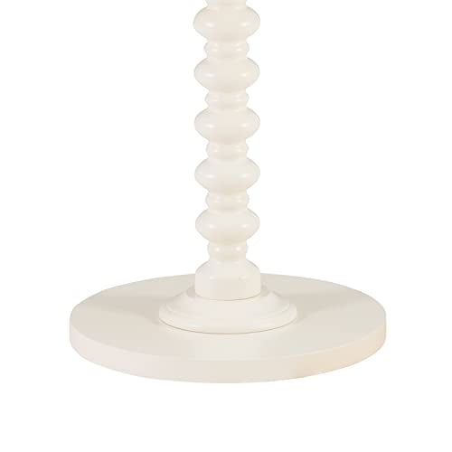 Powell Tarkin Round Off White Turned Spindle Pedestal Side Accent Table - color: Off White
