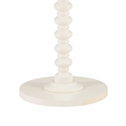 Powell Tarkin Round Off White Turned Spindle Pedestal Side Accent Table - color: Off White
