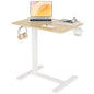 Claiks Mobile Standing Desk with Cup Holder Overbed Table 25.5" Natural | Cup Holder, Rolling Adjustable Desk, Hidden Wheels, Gas Spring Lift, Side Hook, Easy Assembly, Hospital Use - color: Natural