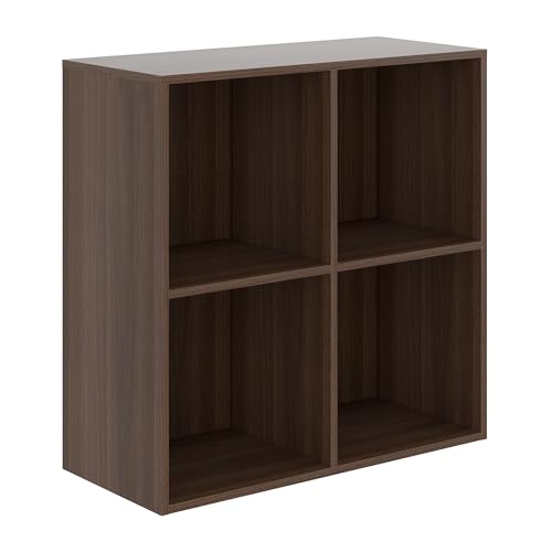 WAHEY Shoe Rack, 4 Compartment Open Storage Display Shoes Organizer FSSR015 - color: Walnut, size: 13.8x23.6x23.6