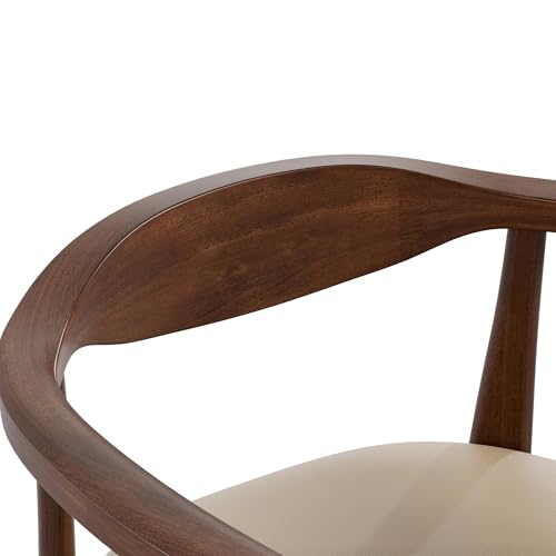 Furniture of America Nazaen I Mid-Century Modern Solid Wood 245-inch Side Chairs Set of 2 with Arm Rest, Semi-Handmade, Upholstered Seating for Home Kitchen, Dining Room, Rich Walnut - color: Rich Walnut, size: Style 1