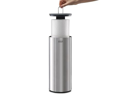 Joseph Joseph EasyStore Luxe Stainless Steel Concealed Toilet Paper Holder Stand Storage with Lid, Hods up to 3 Rolls - style: Holder