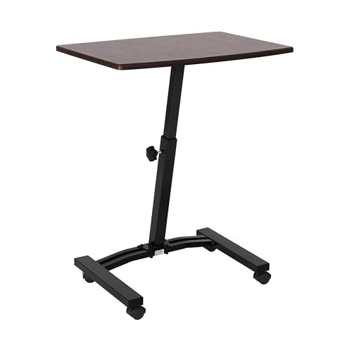 Seville Classics WEB162 Mobile Laptop Computer Desk Cart Height-Adjustable from 20.5" to 33", Slim, Walnut - color: Walnut, size: Flat (24") (NEW MODEL)