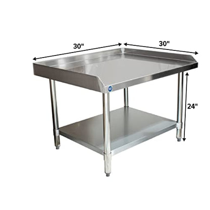 NSF Certified 18 Gauge Heavy Duty Stainless Steel Equipment Grill Stand with Undershelf for Kitchens, Utility Rooms, Caterers & Auto - size: 30"x30"