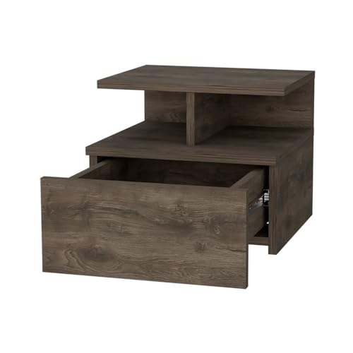 Compact Nightstand with Drawer: Modern Multi-Level Storage Table for Small Spaces - Wooden Legs Bedside End Table & Sofa Side Table for Micro Apartments