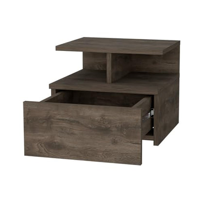 Compact Nightstand with Drawer: Modern Multi-Level Storage Table for Small Spaces - Wooden Legs Bedside End Table & Sofa Side Table for Micro Apartments