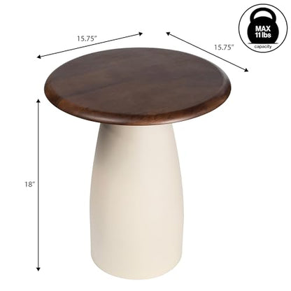 JONATHAN Y Otto 18" Round Mango Wood and Iron End Table, Modern Side Table with Curved Pedestal Base for Living Room, Bedroom, Small Spaces, Walnut and Warm Ivory END5001B - color: Walnut Wood/Warm Ivory, style: Round Top