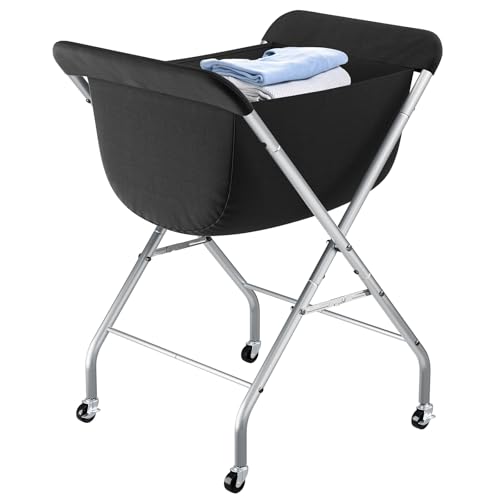 ELYKEN Laundry Basket with Wheels, Collapsible Laundry Hamper, Black | Removable Liner Bag, Foldable Design, 118L Capacity, Sturdy Metal Frame, 4 Casters, Laundry Cart for Bedroom, Laundry Room - color: Black, size: 25.6"L x 22"W x 33"H