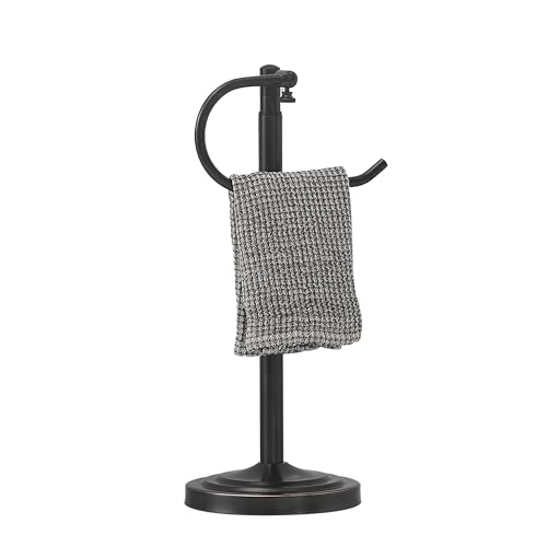 RFOUO Hand Towel Holder Stand, Towel Racks for Bathroom, Oil Rubbed Bronze | Stainless Steel, Adjustable 16.5-26 Inch,Heavy base,Space Saving Standing Towel Rack For Bathroom Kitchen Vanity Countertops - color: Oil Rubbed Bronze