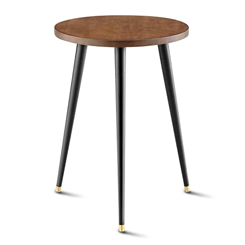 KINNARY Plant Stand Indoor, Mid Century Wood Plant Stand Plant Table for Flower Pots, Heavy Duty Metal Tall Plant Holder, Modern Home Decor Small Round Side End Table (11.8"x16") - color: Walnut