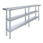 Stainless Steel Work Table with 2 Shelves | Metal Utility Table | Commercial & Residential NSF Utility (Stainless Steel Table with 2 Shelves, 84" Long x 14" Deep) - size: 84" Long x 14" Deep