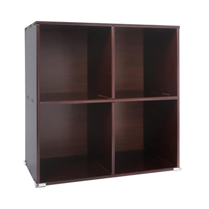 4-Cube Solid Wood Bookcase, 2-Tier Storage Organizer Brown, 23.6in | Open Bookcase for Bedroom, Study, Bookstore & Office
