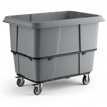Construction Trash Trolley 20 Cubic Foot 1200 lb., Commercial Rolling Laundry Truck, Industrial Garbage Wagon Transportation, Grey Cube Truck Waste Bin, Hotel & Warehouse Supplies