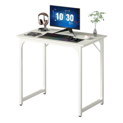 Dkelincs 32 Inch Small Computer Desk Home Office Desk Writing Desk Modern Simple Style Study Work Table with Metal Frame, Easy Assembly, Adjustable Feet, Water-Resistant, Scratchproof Surface, White - color: White, size: 32 Inch