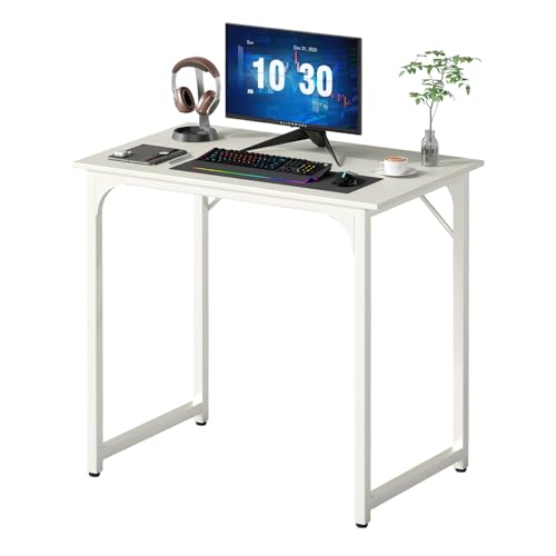 Dkelincs 32 Inch Small Computer Desk Home Office Desk Writing Desk Modern Simple Style Study Work Table with Metal Frame, Easy Assembly, Adjustable Feet, Water-Resistant, Scratchproof Surface, White - color: White, size: 32 Inch