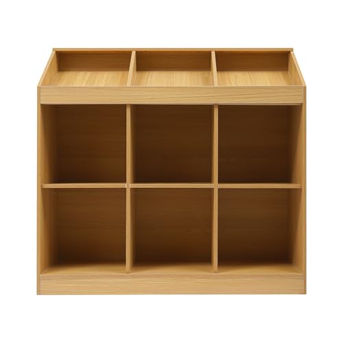10 Cube Bookcase, 2-Tier Solid Wood Storage Organizer, Floor Standing Display Cabinet Bookshelf with Back Panels, Open Shelf for Bedroom, Living Room, Office 59"W X 11.8"D X 23.6"H (Wood)