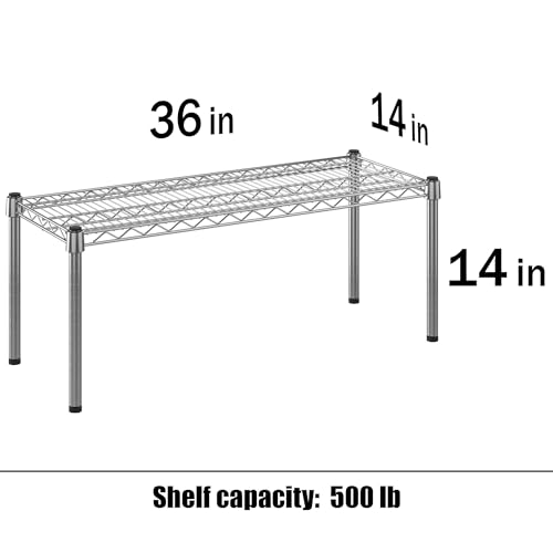 14" Deep x 36" Wide x 14" Height Wire Shelving Kit | 1-Tier | NSF Commercial Storage Rack Unit - size: 14" Deep x 36" Wide