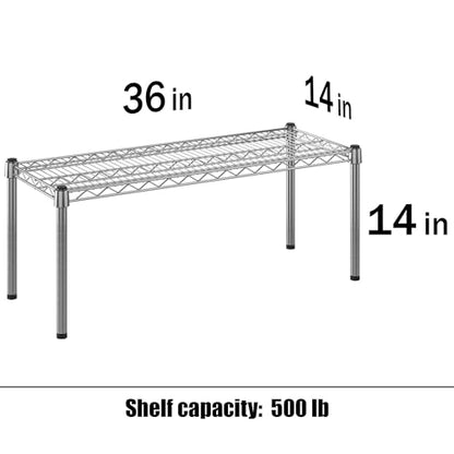 14" Deep x 36" Wide x 14" Height Wire Shelving Kit | 1-Tier | NSF Commercial Storage Rack Unit - size: 14" Deep x 36" Wide