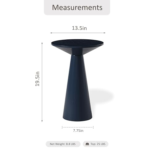 COZAYH Small Pedestal End Table Round Farmhouse Martini Table Wood Plant Stand Rustic Drink Table for Small Space Living Room, Dark Blue - color: Dark Blue