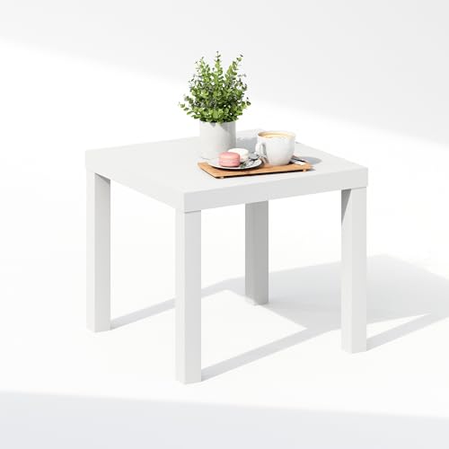 Furinno Classic Modern Coffee Table, Printer Stand, White | 1.8" Triple Thick Square Tabletop, Side Table with 4 Legs, for Living Room, Bedroom, Home Office - color: White, size: Square