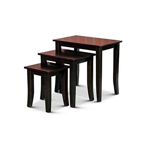 DTY Indoor Living 3-Piece Nesting Tables - Wooden Table Set of 3 for Living Room - Stackable Tables with Sleek Espresso Finish for Stylish and Space-Saving Home Furniture - color: Avon Design/ Espresso Finish