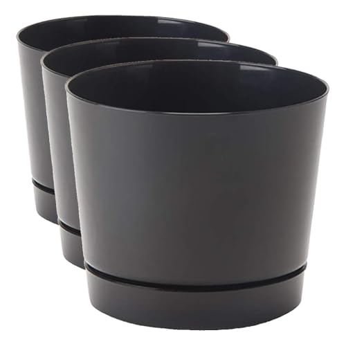 Novelty Majestic Full Depth Round Cylinder Pot, Glossy Black, 6-Inch (10068) (Pack of 3) - color: Black, size: 6 Inch (Pack of 3)