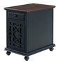 Martin Svensson Home Elegant Chairside End Table with Power — 24″W x 16″D x 25″H, Catalina Blue with Walnut Top — Transitional Painted Accent Table with Flip-Top USB Charging, Drawer & Cabinet Storage - color: Catalina Blue With Coffee Walnut Top
