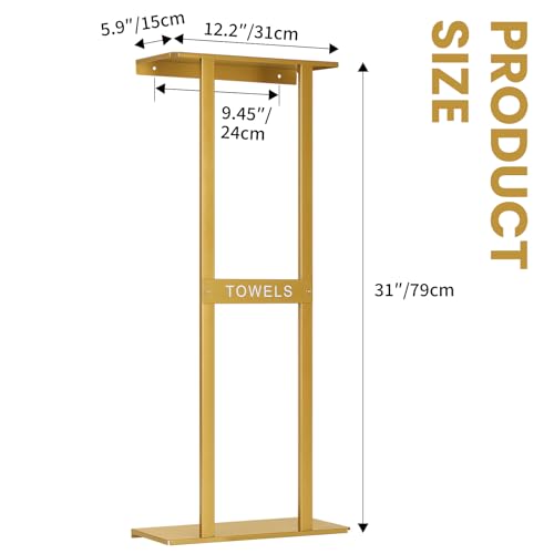 Bathroom Towel Storage Rack, Wall Mounted Bathroom Towel Rack, 30 inch Heavy Duty 6 Large Towels, Wall Mounted Towel Rack for Rolled Towels, Gold - color: Gold