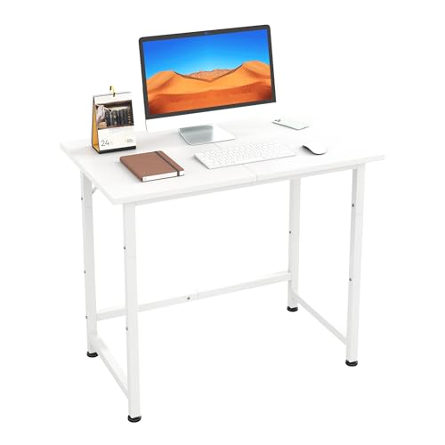 COTUBLR Small Desk, 24 Inch Small Computer Desk for Spaces, Compact Tiny Mini Simple Desk Table for Bedroom Home Office Writing Work Study Kids Student Teacher, Bonus Mousepad, White - color: White