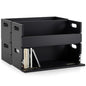 CroBlissful 4 Set Wooden CD Storage Box,Holds 144 CDs(36 Each),Stackable CD Holder Organizer with Magnetic Front Flap and Carrying Handles for DVDs, Cassette Tapes and Movie Cases (Black) - color: Black
