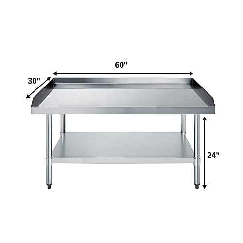 Stainless Steel Equipment Grill Stand with Adjustable Undershelf | Heavy Duty 18-Gauge Top | NSF Certified for Commercial Kitchen & Utility Use (30" x 60") - size: 60"x30"